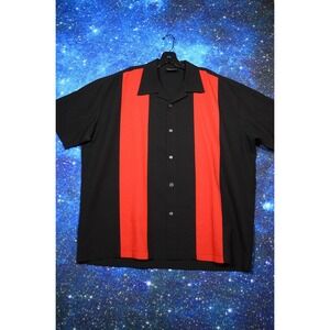 Steady Shirt Mens 2XL Black Red Retro Bowling Camp Button Up Rockabilly‎